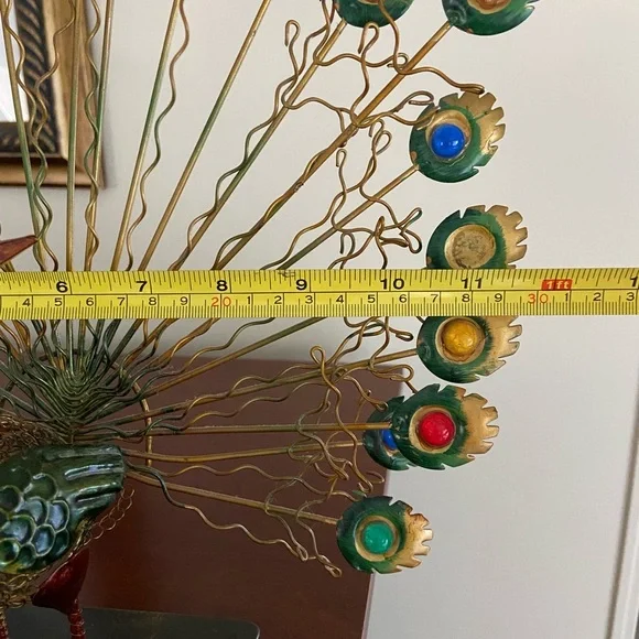 Vintage PIER 1 Metal Sculpture PEACOCK with colorful glass beads and Wire Work - Picture 9 of 10